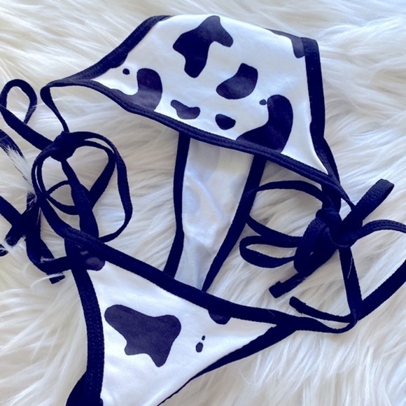 Cow print tie sides thong - Picture 3 of 5
